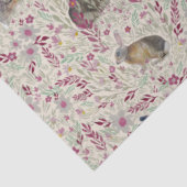 Konijnen in de tuinroze bloemen tissuepapier (Detail)