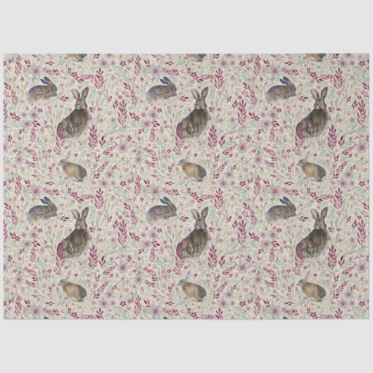 Konijnen in de tuinroze bloemen tissuepapier (Voorkant)
