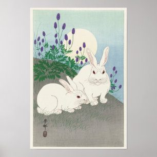 Konijnen in de volle maan door Ohara Koson Poster