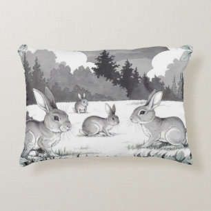 Konijnen in Forest Clearing Accent Pillow Kussen