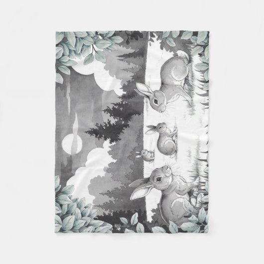 Konijnen in Forest Clearing Fleece Deken (Voorkant)