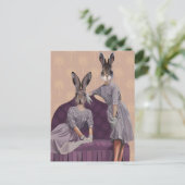 Konijnen in het Paars Briefkaart (Staand voorkant)