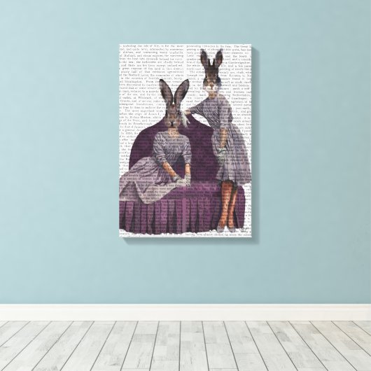 Konijnen in het Paars Canvas Afdruk (Insitu (Houten vloer))