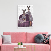 Konijnen in het Paars Canvas Afdruk (Insitu (Woonkamer))