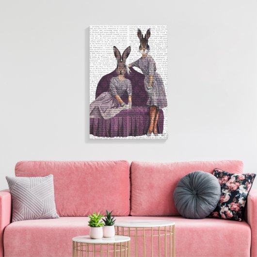 Konijnen in het Paars Canvas Afdruk (Insitu (Woonkamer))