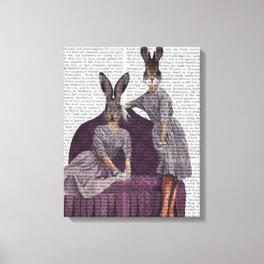 Konijnen in het Paars Canvas Afdruk (Voorkant)