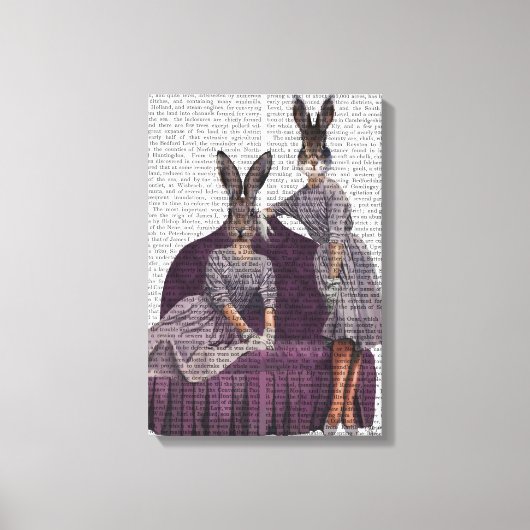 Konijnen in het Paars Canvas Afdruk (Voorkant)