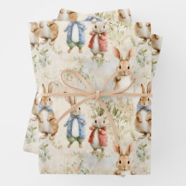 Konijnen in jassen inpakpapier vel