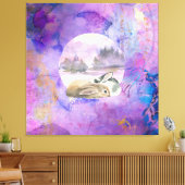 Konijnen in Lavendel Droom Canvas Afdruk (Insitu (Woonkamer))