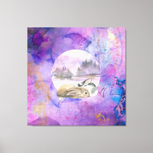 Konijnen in Lavendel Droom Canvas Afdruk (Voorkant)