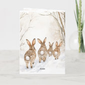 Konijnen in Sneeuw Kerstmis Kaart (Achterkant)