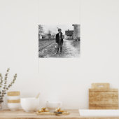 Konijnen jagen, 1908. Oude foto Poster (Keuken)