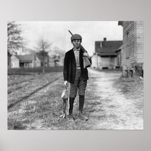 Konijnen jagen, 1908. Oude foto Poster (Voorkant)
