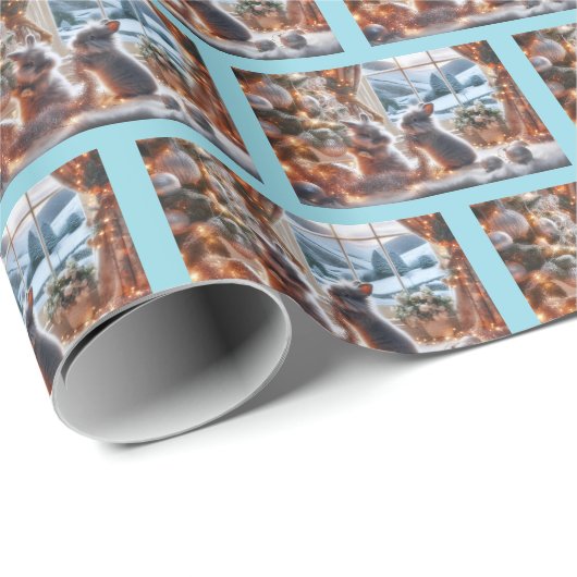Konijnen Kerst Inpakpapier (Rol Hoek)