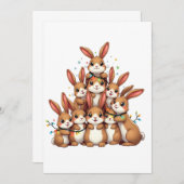 Konijnen Kerstboom Vrolijk Kerstfeest Aankondiging (Voorkant / Achterkant)
