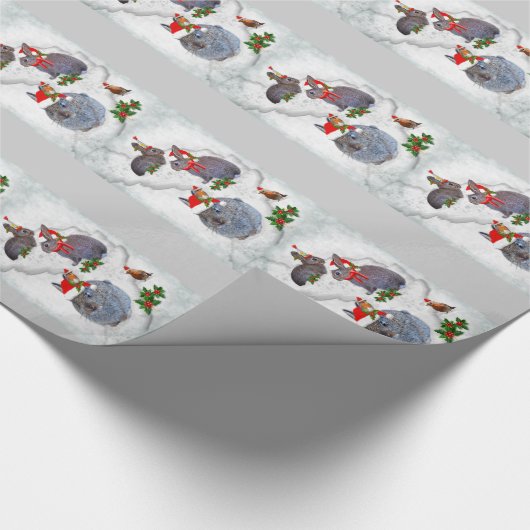 Konijnen Kerstfeest Inpakpapier (Hoek)