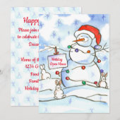 Konijnen Kerstvakantie Open Huis Uitnodiging (Voorkant / Achterkant)