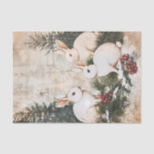 konijnen kerstwinter verouderde decoupage tissuepapier (Voorkant)
