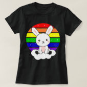 Konijnen konijn regenboog kleurrijke zonsondergang t-shirt (Design voorkant)