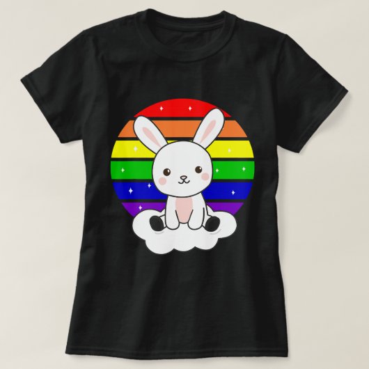 Konijnen konijn regenboog kleurrijke zonsondergang t-shirt (Design voorkant)