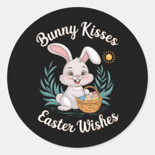 Konijnen Kusjes Pasen Wensen Schattig Paashaas Eie Ronde Sticker