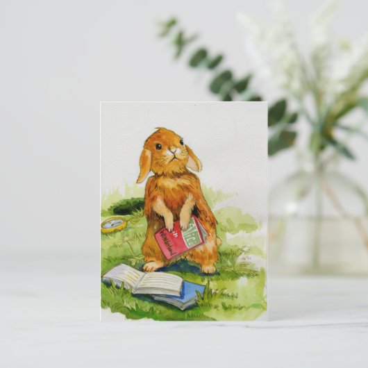 Konijnen lezen graag Briefkaart (Staand voorkant)