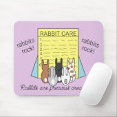 Konijnen lezen over konijnenverzorging: muismat (Met muis)