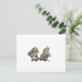 Konijnen met Briefkaart van Bloemen (Staand voorkant)