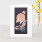 Konijnen met volle maan en golven kaart (Gele Bloem)