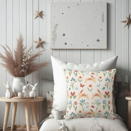 Konijnen met wilde bloemen Folk Art Kussen