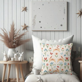 Konijnen met wilde bloemen Folk Art Kussen