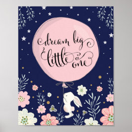 Konijnen Nursery Decor Konijn Droombig Marine Roze Poster