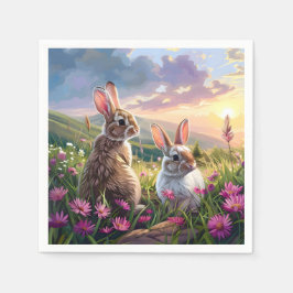 Konijnen op een rustige avond servet