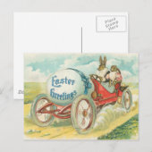 Konijnen op een zondagse rit - Paasgeschenk Feestdagenkaart (Voorkant / Achterkant)