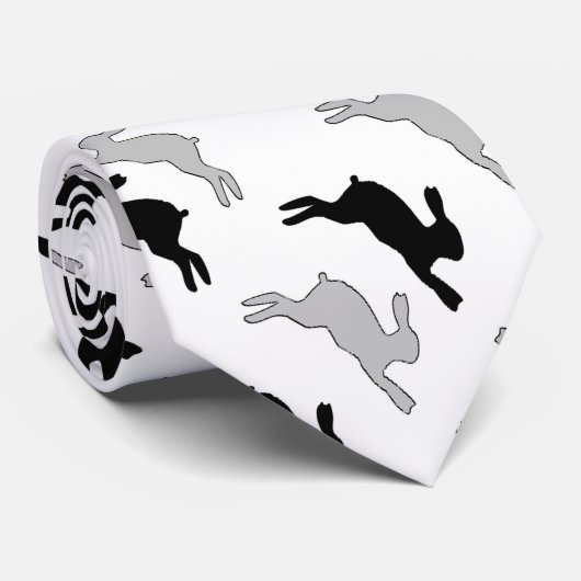 konijnen op wit springen stropdas (Opgerold)