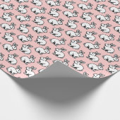 Konijnen Patroon - Zwart-wit met Faded Pink Cadeaupapier (Hoek)