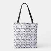 Konijnen Patroon - Zwart-wit Tote Bag (Achterkant)