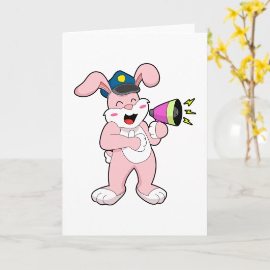 Konijnen politieagent Microfoon Kaart (Gele Bloem)