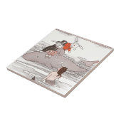 Konijnen Riding Whale ontmoeten Mermaid Tegeltje (Zijkant)