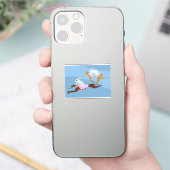 Konijnen rijden op Windhonden Sticker (Telefoon)
