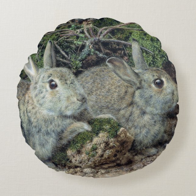 Konijnen Rond Kussen (Voorkant)