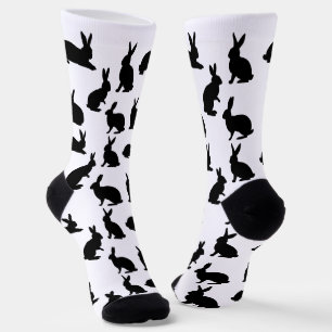 Konijnen Silhouetten Patroon In Zwart Cute Pasen Sokken