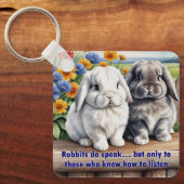 Konijnen spreken luipaard konijn sleutelhanger (Voorkant)