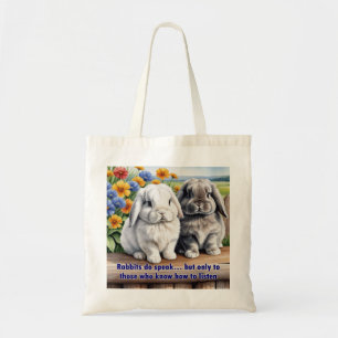 Konijnen spreken luipaard konijn tote bag