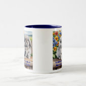 Konijnen spreken luipaard konijn tweekleurige koffiemok (Center)