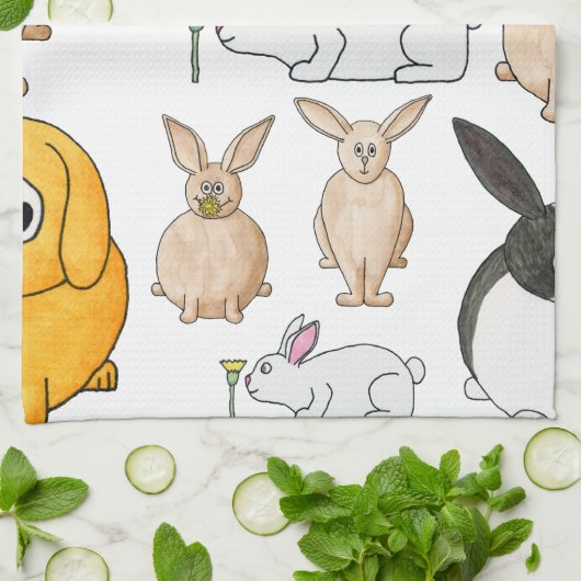 Konijnen. Theedoek (Gevouwen)