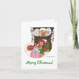 Konijnen thuis voor kerstKaart Feestdagen Kaart
