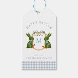 Konijnen Topiary Paas Konijn met Monogram Crest Cadeaulabel