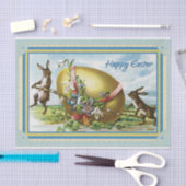 Konijnen trekken een grote gouden Easter Egg bloem Tissuepapier (Craft)