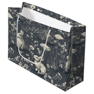 Konijnen Tuin Botanische Zwarte Toilepatroon Groot Cadeauzakje